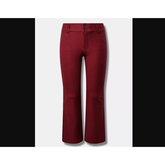 Torrid 18S Trouser A-Line Flare Ponte Pant red houndstooth - Picture 4 of 14